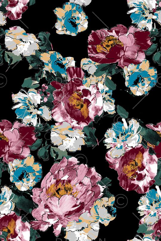 水彩花卉印花华亿平台图片