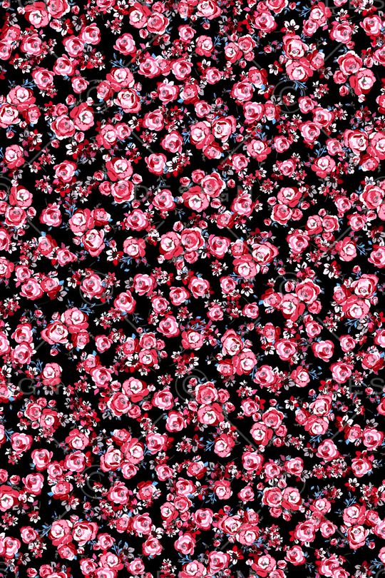 黑底花卉印花华亿平台图片