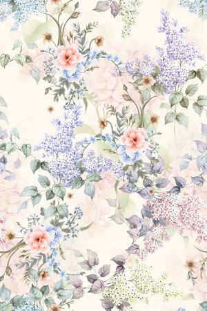 手绘花卉印花华亿平台图片