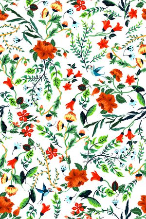 手绘花卉印花华亿平台图片