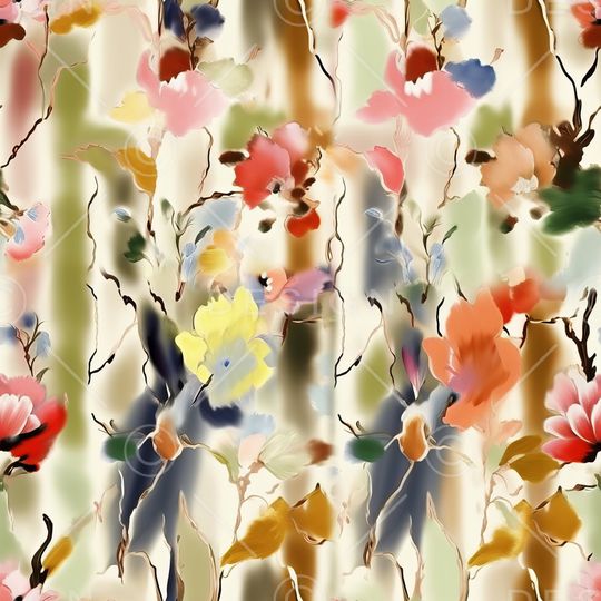 水彩花卉印花华亿平台图片