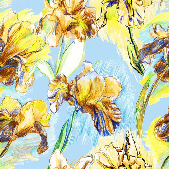 手绘大花印花华亿平台图片