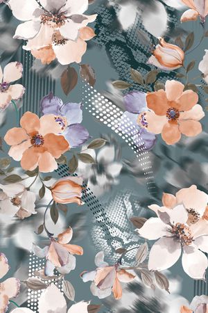 水彩花卉印花华亿平台图片