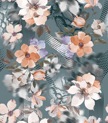 水彩花卉印花华亿平台图片