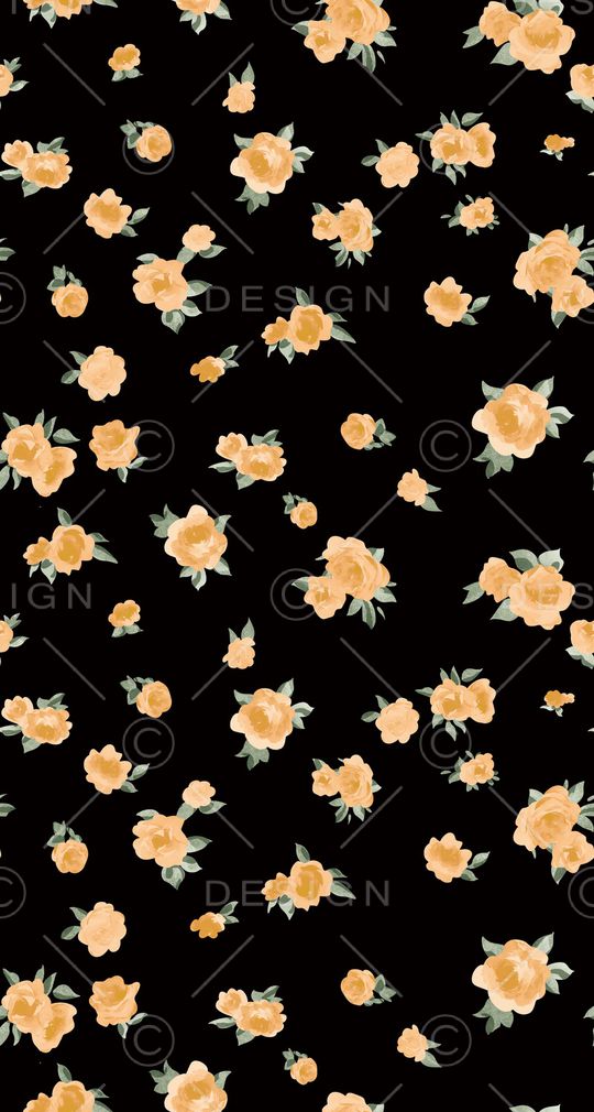 黑底花卉印花华亿平台图片