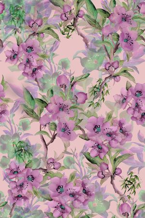 手绘玫瑰印花华亿平台图片