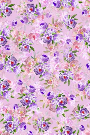 手绘花卉印花华亿平台图片