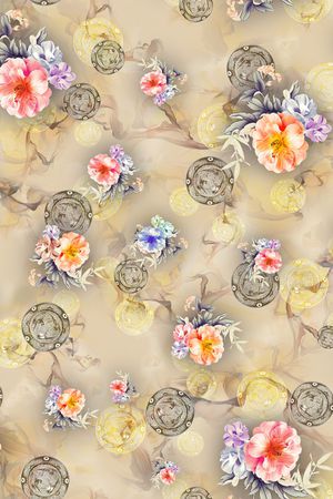 彩底花卉印花华亿平台图片