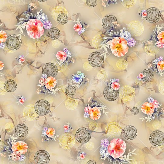 彩底花卉印花华亿平台图片