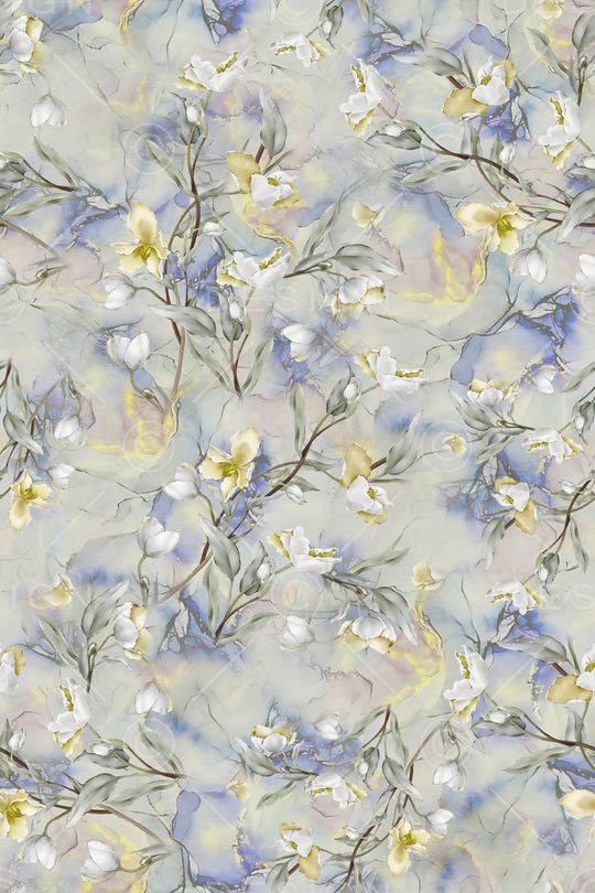 水彩花卉印花华亿平台图片