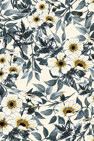 手绘花卉印花华亿平台图片