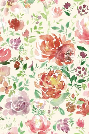 水彩花卉印花华亿平台图片