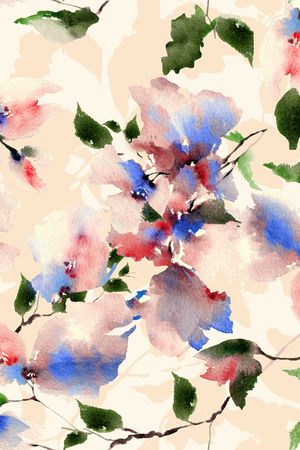 水彩花卉印花华亿平台图片