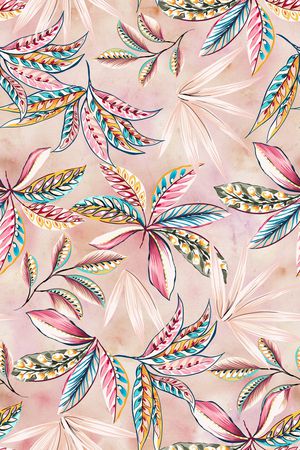 手绘叶子印花华亿平台图片