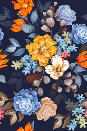 手绘大花印花华亿平台图片