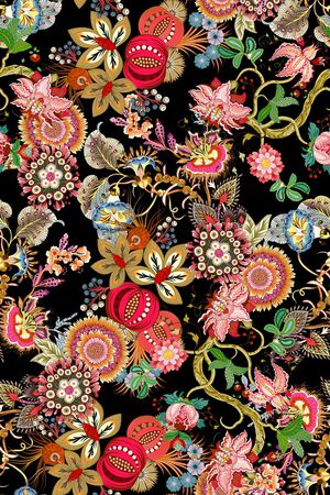 民族风花卉印花华亿平台图片