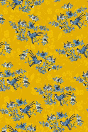 花鸟印花华亿平台图片