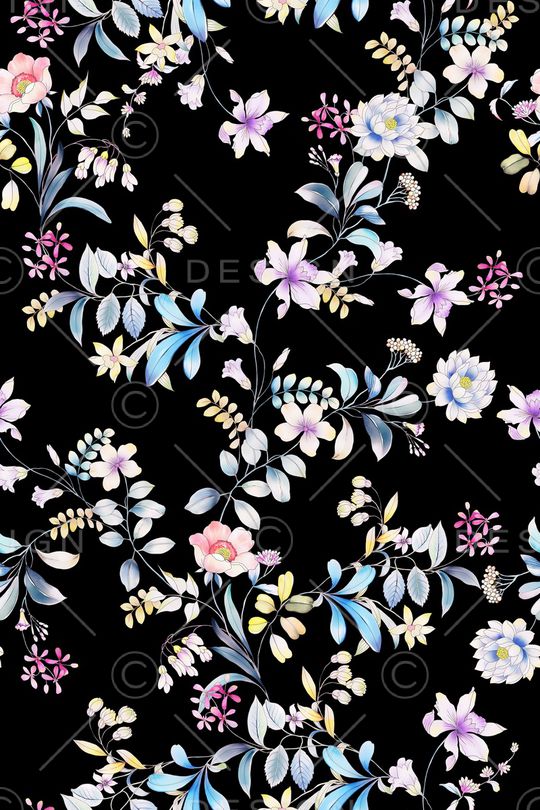 水彩花卉印花华亿平台图片