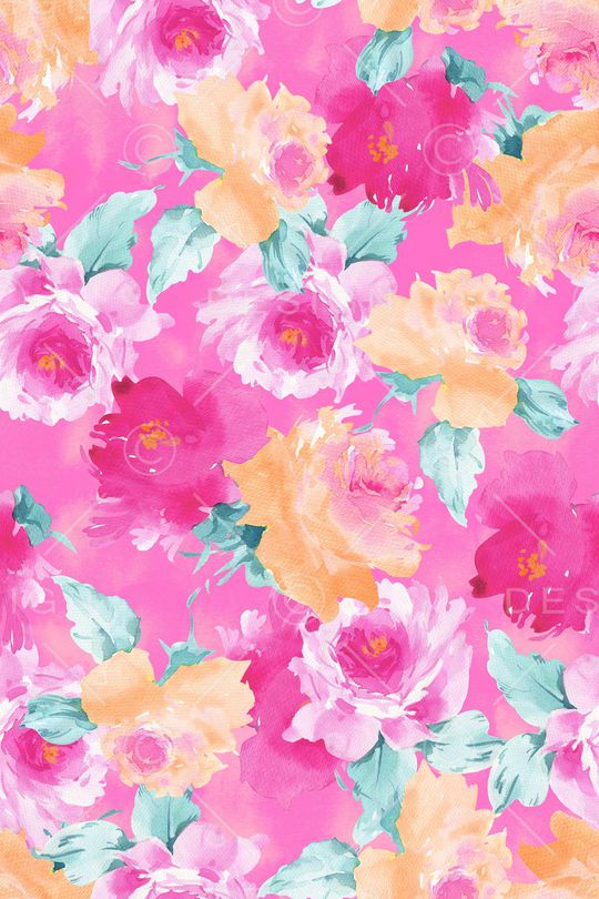 水彩花卉印花华亿平台图片