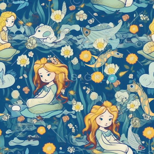 美人鱼印花华亿平台图片