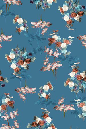 真丝旗袍花印花华亿平台图片