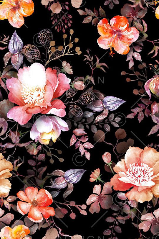 手绘大花印花华亿平台图片