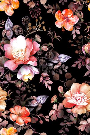 手绘大花印花华亿平台图片