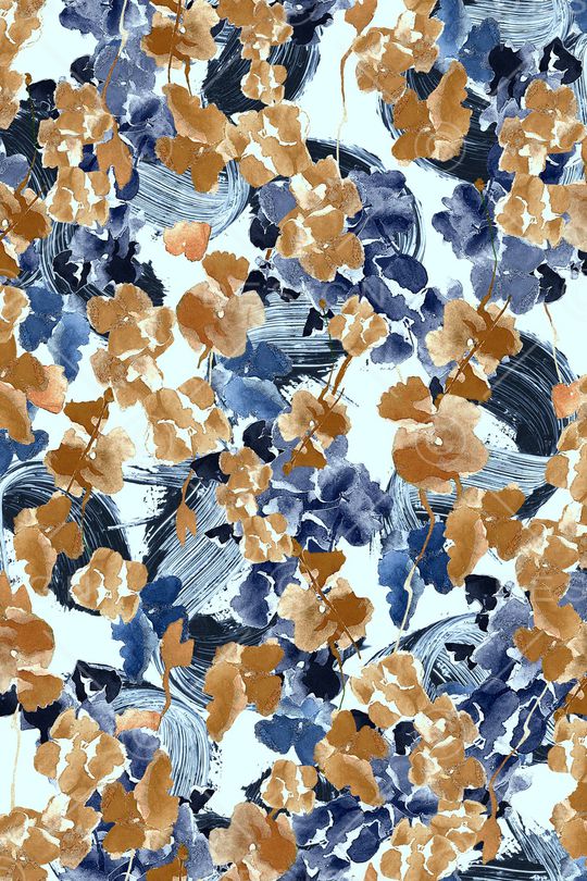 手绘花卉印花华亿平台图片