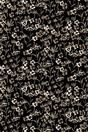 黑底花卉印花华亿平台图片