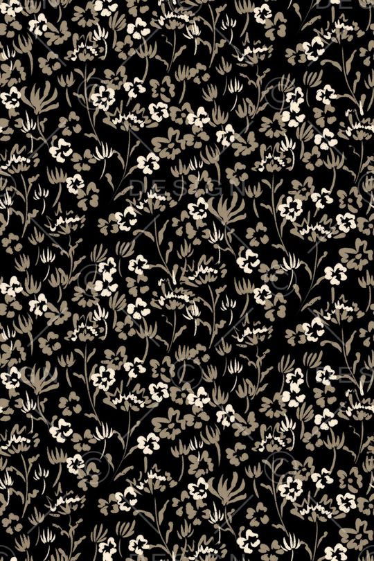 黑底花卉印花华亿平台图片