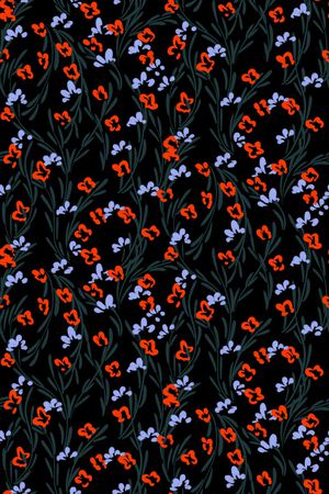 黑底花卉印花华亿平台图片