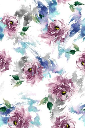 手绘花卉印花华亿平台图片