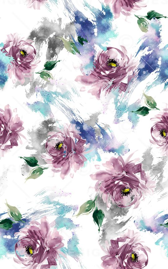 手绘花卉印花华亿平台图片