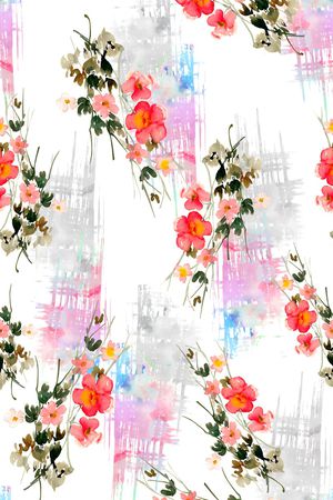 手绘花卉印花华亿平台图片