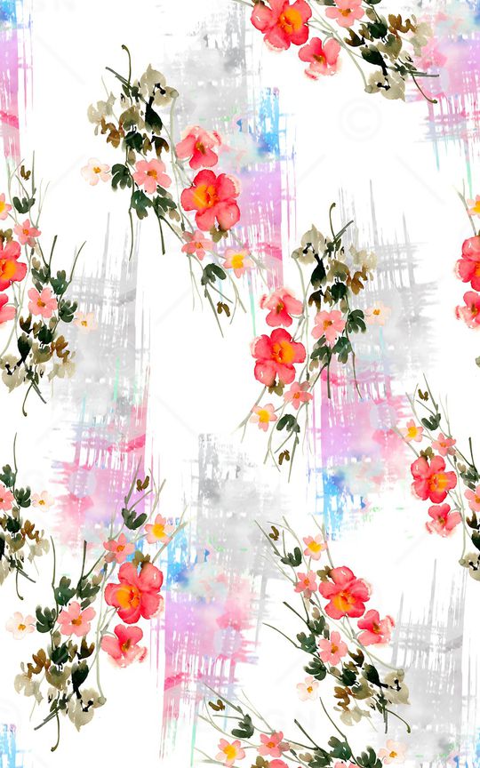 手绘花卉印花华亿平台图片