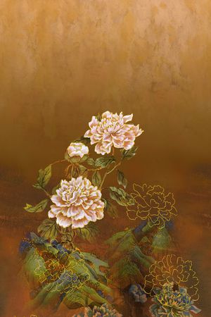 中国风定位花印花华亿平台图片