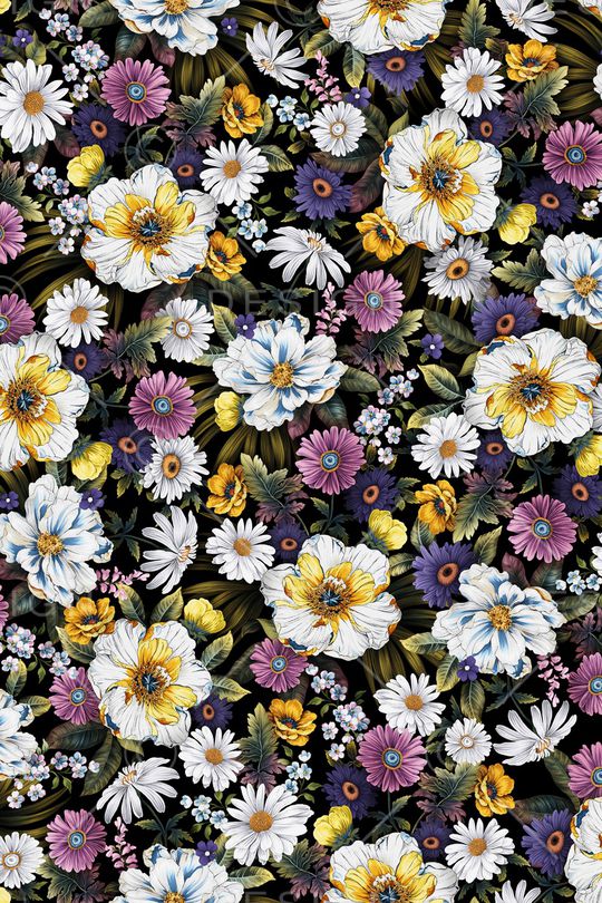 手绘花卉印花华亿平台图片