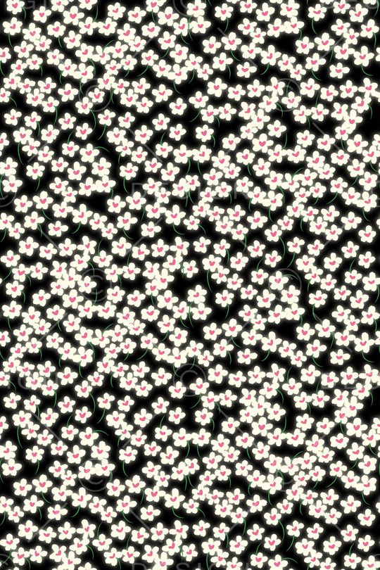 黑底花卉印花华亿平台图片