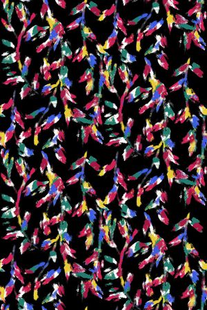 黑底花卉印花华亿平台图片