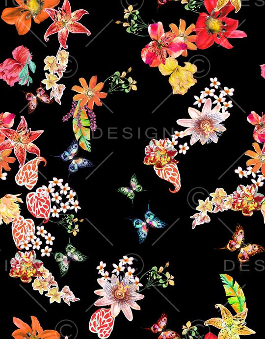 蝴蝶印花华亿平台图片