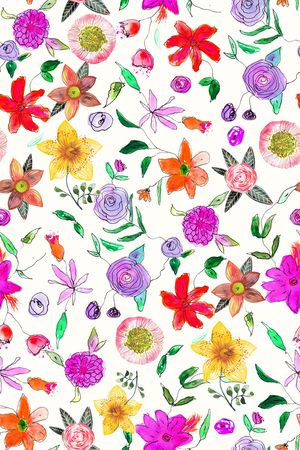 水彩花卉印花华亿平台图片