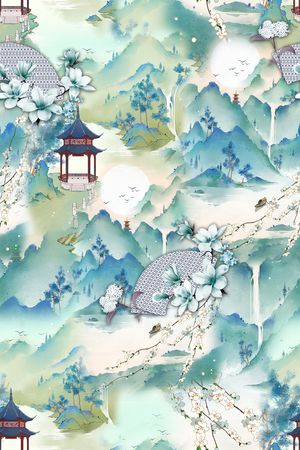 中国风印花华亿平台图片