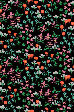 黑底花卉印花华亿平台图片