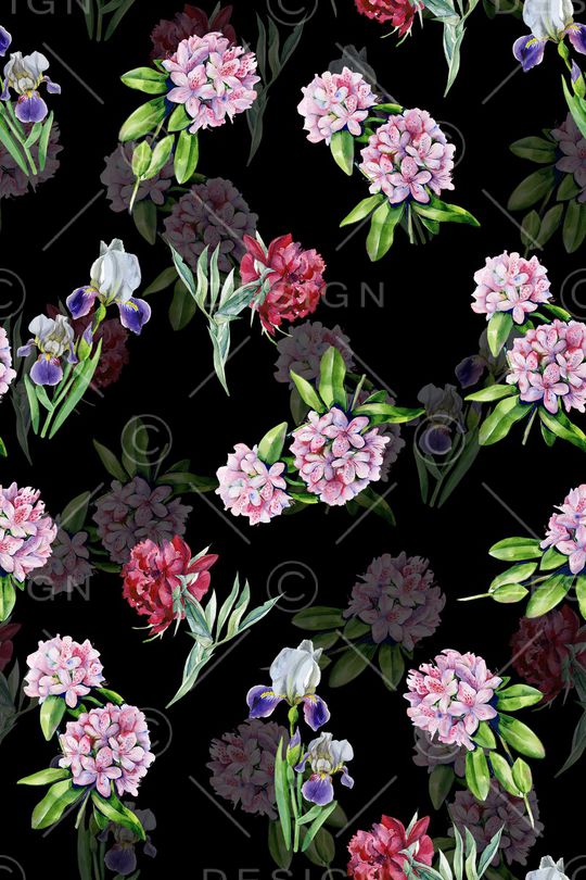 水彩花卉印花华亿平台图片