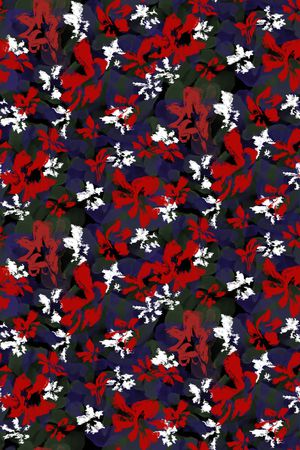 黑底花卉印花华亿平台图片