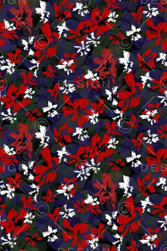 黑底花卉印花华亿平台图片