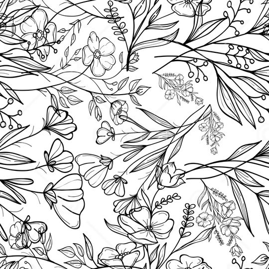 线条花卉印花华亿平台图片