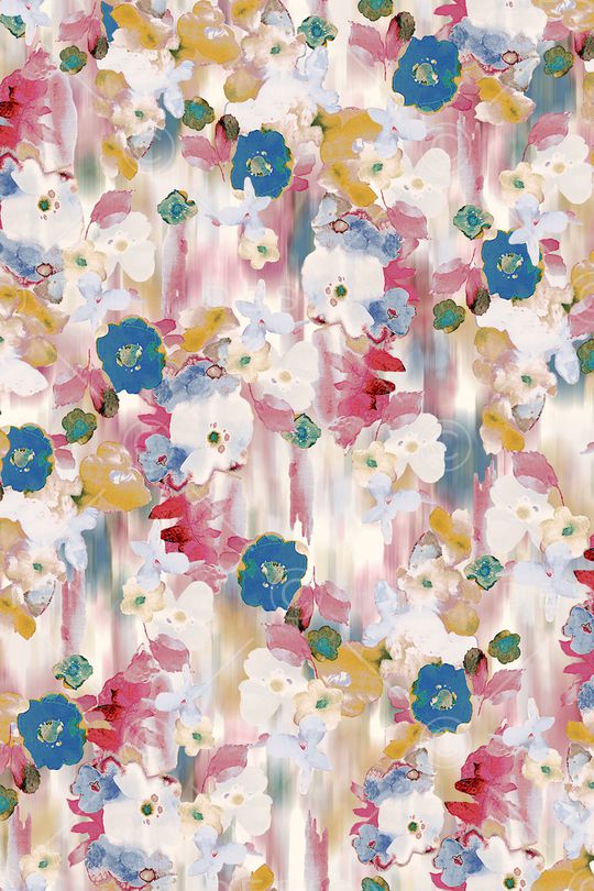 手绘花卉印花华亿平台图片