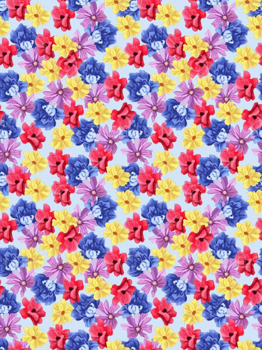 手绘花卉印花华亿平台图片