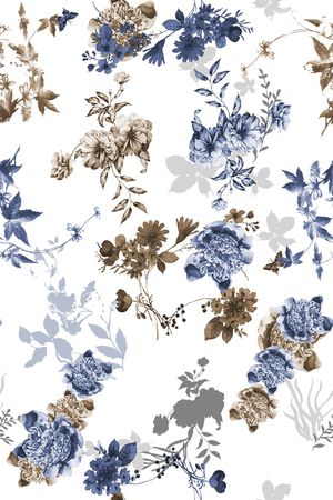 剪影 花卉印花华亿平台图片